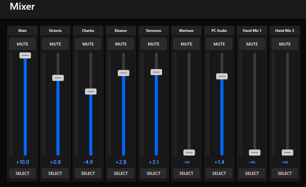 Live Mixer screen